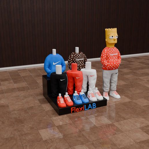 Simpsons-3d.mp4 Bart Simpsons Urban Vibes old school style with changeable clothes and clothes stand - FLEXI LAB