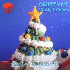 ChristmasDragon_gif_001.gif STL file Christmas Candy Dragon - Articulated・3D printer model to download