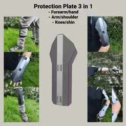GifProtectionPlate.gif 3-in-1 protection: forearm, arm/shoulder, shin/knee from science fiction / Cyberpunk