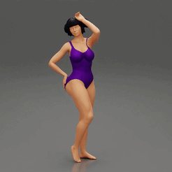 201.gif Файл 3D Веселая женщина в купальнике позирует на пляже 3D модель для печати・Шаблон для 3D-печати для загрузки, 3DGeshaft