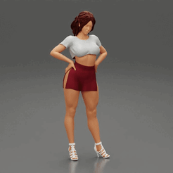 ezgif.com-gif-maker-1.gif Fichier 3D Fille brune en short et mini chemise・Design pour impression 3D à télécharger
