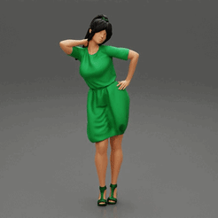 ezgif.com-gif-maker-24.gif Archivo 3D Mujer posando con vestido elegante y tacones poniendo la mano en la cadera modelo de impresión 3D・Diseño imprimible en 3D para descargar, 3DGeshaft