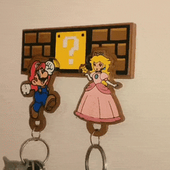 keyring-holder-4.gif 3D file Mario and Peach key chains with hanger.・3D print design to download