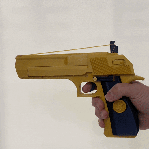 Brown Rubber Band Gun Foldable Metal Exquisite Desert Eagle Pistol Shape 