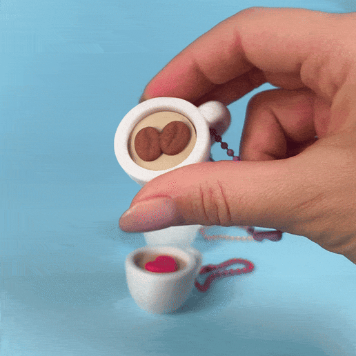☕ Coffee Cup Keychain & Charms ✨ (print-in-parts) - 3D model önizlemesi