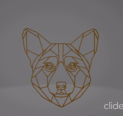 LOW POLY GEOMETRIC CORGI WALL DECORATION - 3D model önizlemesi