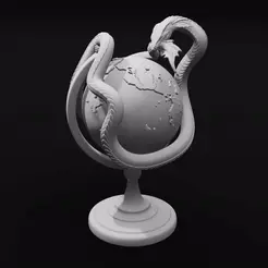 Gid.gif STL file Jormungandr Globe - World Serpent Decoration・3D print design to download