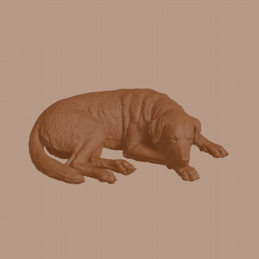 Sleeping South Russian Ovcharka Dog Figurine