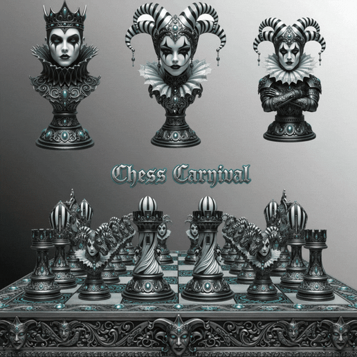 Deluxe Carnival Chess Pieces for Collectors-PJH3D
