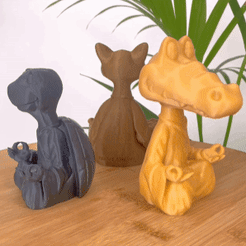 ezgif.com-gif-maker-19.gif STL file SET OF 3 BUDDHA ANIMALS / EASY PRINT・3D printer model to download