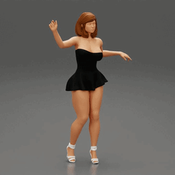 ezgif.com-gif-maker-2.gif 3D file Sexy young girl in mini skirt dress and high heels・3D printer model to download