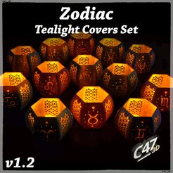 Zodiac si ed AY STL file Zodiac Tealight Covers - Full Set・3D printable model to download, c47