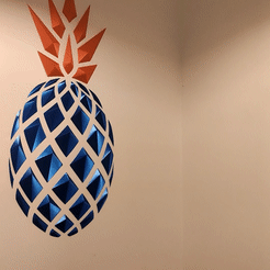 pineapple.gif STL file Geometric Pineapple wall art・3D printer design to download