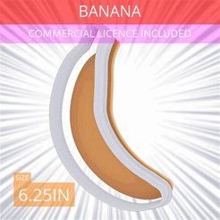 Banana~6.25in.gif Archivo 3D Cortador de galletas de plátano 15,9 cm・Objeto imprimible en 3D para descargar