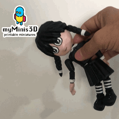 Wednesday-Merlina-01.gif STL file Flexi Cute Wednesday-Merlina Articulated doll toy Print-in-Place | 3D print models・Template to download and 3D print