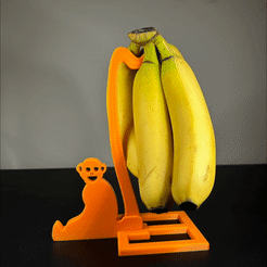 BananaHanger.gif STL file BigTail Monkey Banana Hanger Stand・3D printer model to download