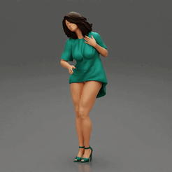 191.gif Fichier 3D Jeune femme en mini-robe et talons hauts Modèle d'impression 3D・Modèle pour impression 3D à télécharger, 3DGeshaft