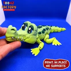 gif.gif STL file CUTE FLEXI CROCODILE ARTICULATED・Model to download and 3D print