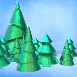 Deco_SapinDeNoelTous.gif Archivo STL Decoración navideña - Árboles de Navidad (LowPoly) (3 archivos)・Design para impresora 3D para descargar