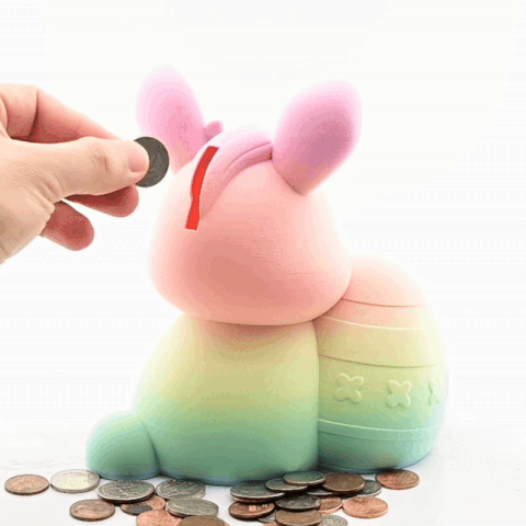Cobotech Cute Bunny Holding Easter Egg Piggy Bank - Desk Decor - Coin Bank Gifts 3D model