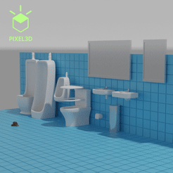 Untitled-1.gif STL file Toilet Diorama PACK 5m-1・3D printable model to download