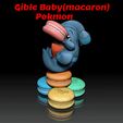 GibleBaby.gif BABY Gible Macaron (VERSION 2) POKÉMON FIGURINE - 3D PRINT MODEL