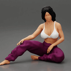 ezgif.com-gif-maker-1.gif Archivo 3D Pretty Woman En Sujetador Y Pantalones Sentada En El Suelo・Design para impresora 3D para descargar