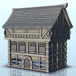 GIF-B08.gif Fichier STL Maison médiévale avec des fenêtres ovales et une annexe (8) - Alkemy Seigneur des Anneaux Guerre de la Rose Saga du Guerrier・Modèle à télécharger et à imprimer en 3D, Hartolia-Miniatures