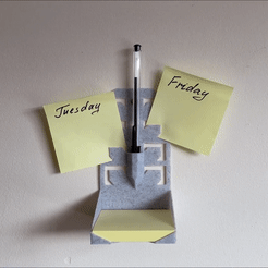Post-it-Note-Holder-GIF-for-Cults3D.gif STL file Post-it Note Holder, Week Planner - Desktop or Wall Mounted・3D print model to download