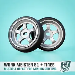 0.gif Work Meister S1 3P front/rear wheels for mini-z, wltoys k989, k969 rc drift - multi offset with tires