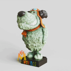 Muttley.gif Archivo STL Patán-perro-carreras locas-perro en pose de pie-FANART FIGURINE・Objeto imprimible en 3D para descargar