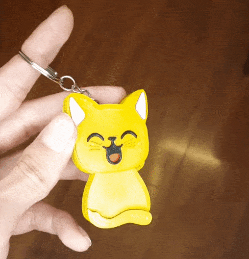 cat-saludo.gif STL file Cat Keychain・3D printing template to download, Aslan3d