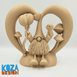 VALENTIN-HEART-GNOME-GIF-01.gif STL file VALENTIN, the hairy gnome with a big heart printed in place without supports・3D print design to download