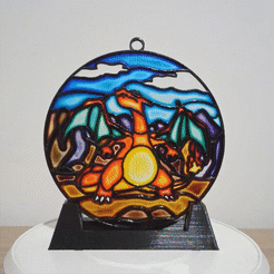 Gif-Charizard.gif STL file Stained glass Charizard (Pokémon)・3D printable design to download