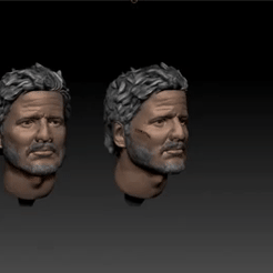 giphy-cabezas-pasxal.gif STL file Pedro Pascal (Joel Miller) Normal and alternative head for figures. Version The last of us Series・3D print model to download
