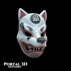 Comp-1_3.gif STL file kitsune mask・3D printer model to download, Portal_3D_Estudio