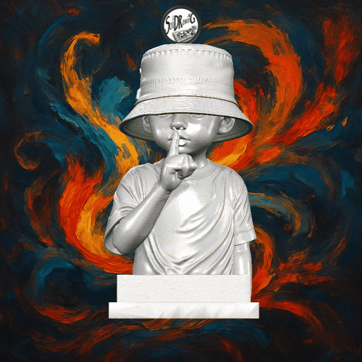 Bucket Hat Boy Bust Making Shushing Gesture – SoliDRawinGs SG4150