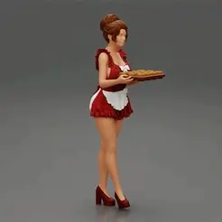 ezgif.com-gif-maker-27.gif Fichier 3D 2 Modèles - Femme de chambre portant un plateau de Cupcakes・Objet imprimable en 3D à télécharger