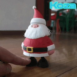 20221124_183303.gif STL file Cute Hairy Shaky Santa print in place without supports・3D printable model to download