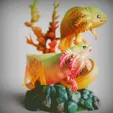 Axolotl-Salamanders-Diorama-3D-Model.gif Cute Chibi Axolotl Salamanders-My Original Idea-Diorama3DModel-Printable model