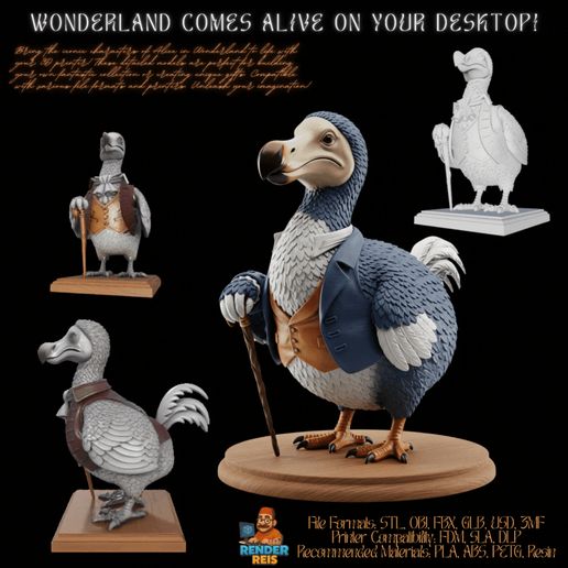 🦤 3D Printable Mr. Dodo Figurine – Victorian Style Fantasy Bird ...