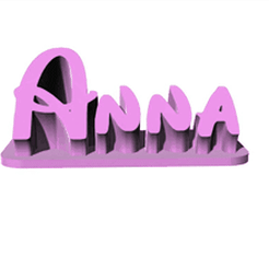 Anna.gif STL file ANNA NAME DESK PLATE CURVED・3D printing idea to download, Khanna3D