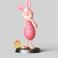 Piglet-Winnie-the-Pooh-standing.gif STL file Piglet- Winnie the Pooh-standing pose version-FANART FIGURINE・3D printer model to download