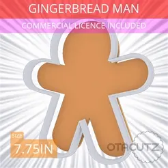 Gingerbread_Man~7.75in.gif Archivo STL Cortador de galletas Gingerbread Man 7.75in / 19.7cm・Objeto de impresión 3D para descargar