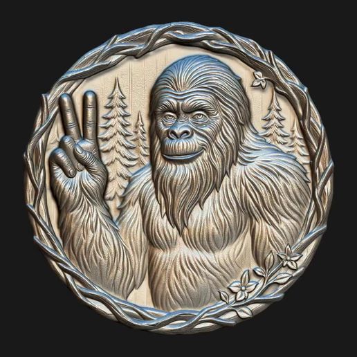 BigFoot.mp4 Bigfoot Relief for CNC Laser and 3D Print STL File and 4K Grayscale TIF