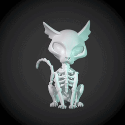 skeletonCat.gif Archivo STL Gato esqueleto de Halloween・Plan imprimible en 3D para descargar