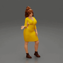 ezgif.com-gif-maker-1.gif 3D file woman explaining pose wearing dress and boot・3D printable model to download