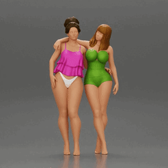 ezgif.com-gif-maker-12.gif Файл 3D Две девушки в бикини обнимаются на пляже・3D модель для печати скачать