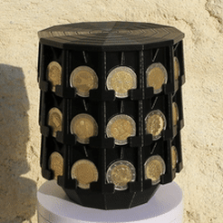 VIDEO-SUPPORT-PIECES-2-EUROS.gif STL file 2 EUROS COIN TOWER (Numismatist / Collector)・3D printer model to download, PLP