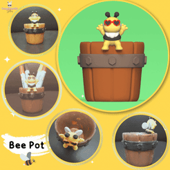 Cod253-Bee-Pot.gif Archivo 3D Maceta de abejas・Objeto imprimible en 3D para descargar